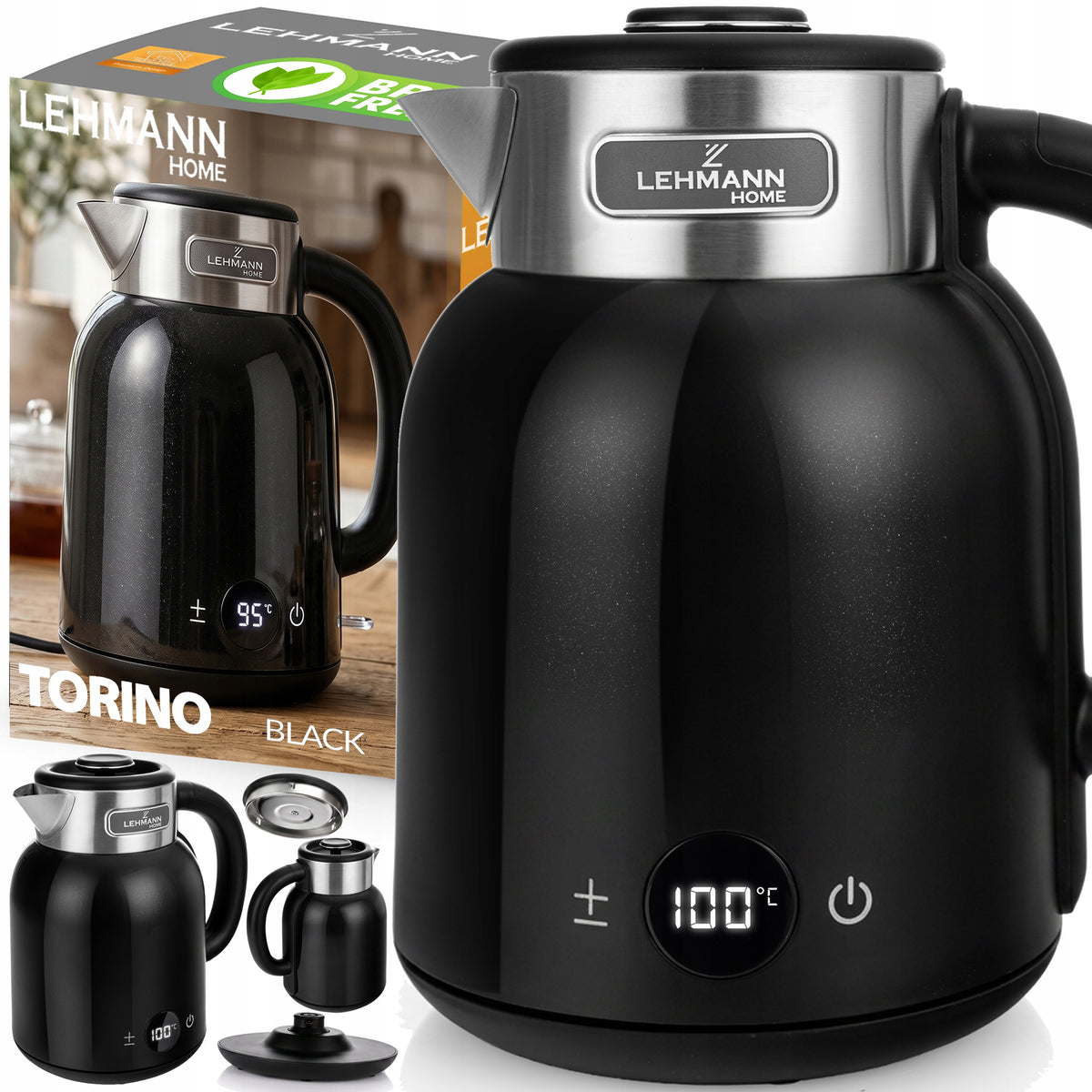 Elektrinis virdulys „Lehmann Torino Galaxy“ su LCD ir temperatūros reguliavimu, 1,5 l – nuotrauka 1