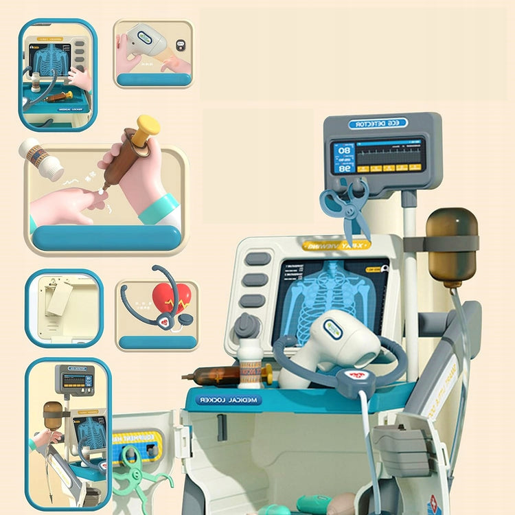 Medicinos stotelė vaikams su vežimėliu ir priedais, 57 cm