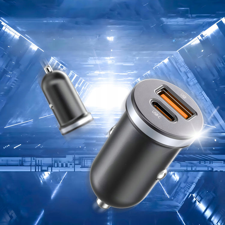 Greitas automobilinis įkroviklis „Matnox“ USB + USB-C, QC 3.0, PD 35 W, su laidu