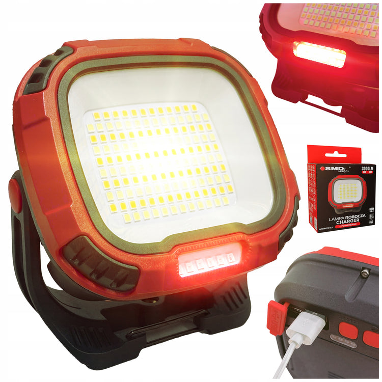 Nešiojamas LED statybinis prožektorius su galios banku „LEDline“, 30 W, 3000 lm, USB-C