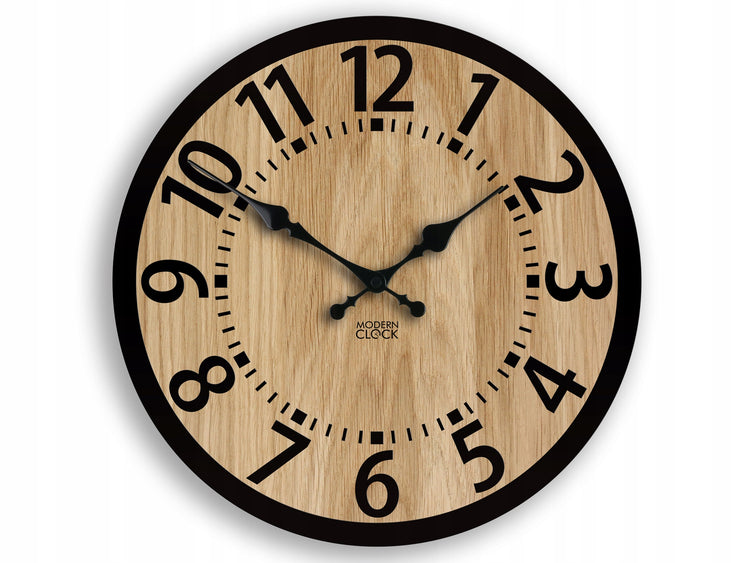 Ąžuolinis sieninis laikrodis „ModernClock Berlin“, tylus, Ø 33 cm