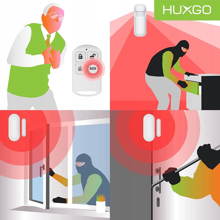 Belaidė GSM 4G / Wi-Fi signalizacija „HUXGO HXA005“ su Tuya