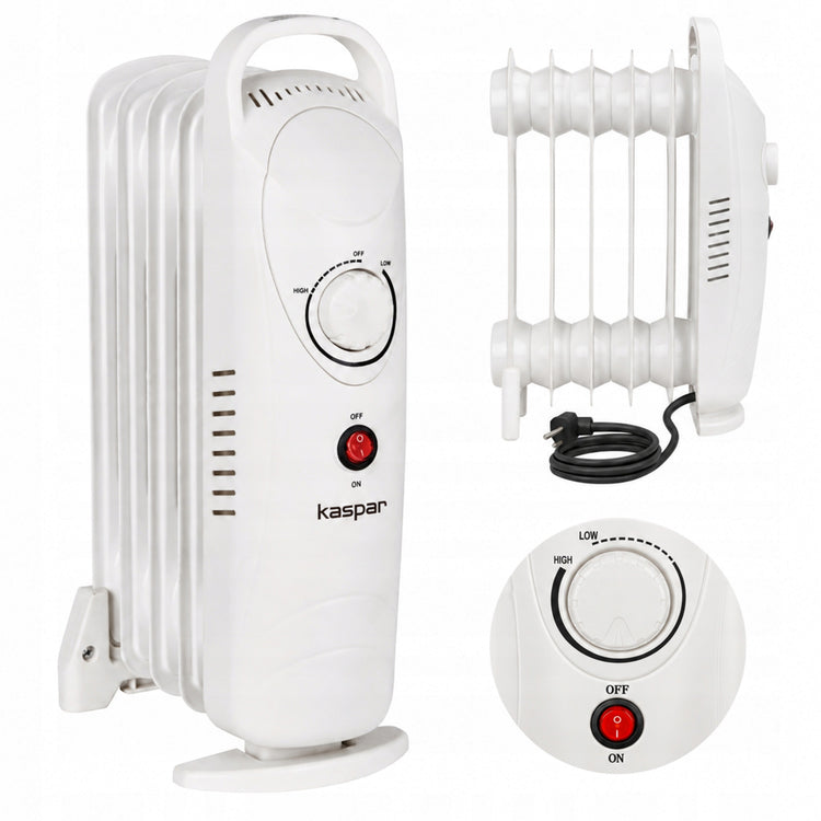 Mažas tepalinis radiatorius su termostatu, 500 W, 5 sekcijos – nuotrauka 1