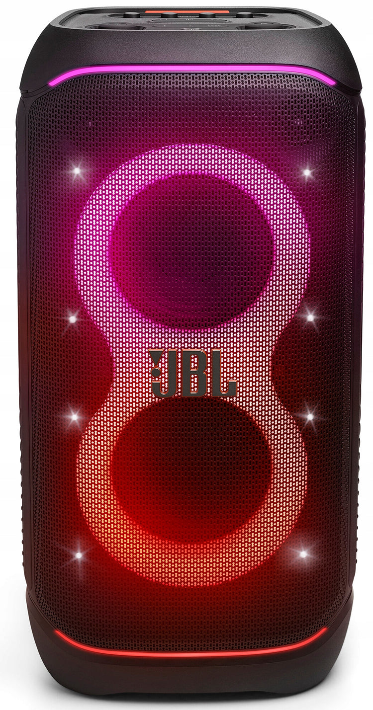 Didelė nešiojama kolonėlė „JBL PartyBox Stage 320“, 240 W, su karaoke ir šviesos efektais, juoda