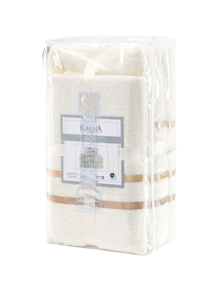 Medvilninių rankšluosčių rinkinys „Karna Home Bale“, 4 vnt., 50 × 80 ir 70 × 140 cm, kreminis