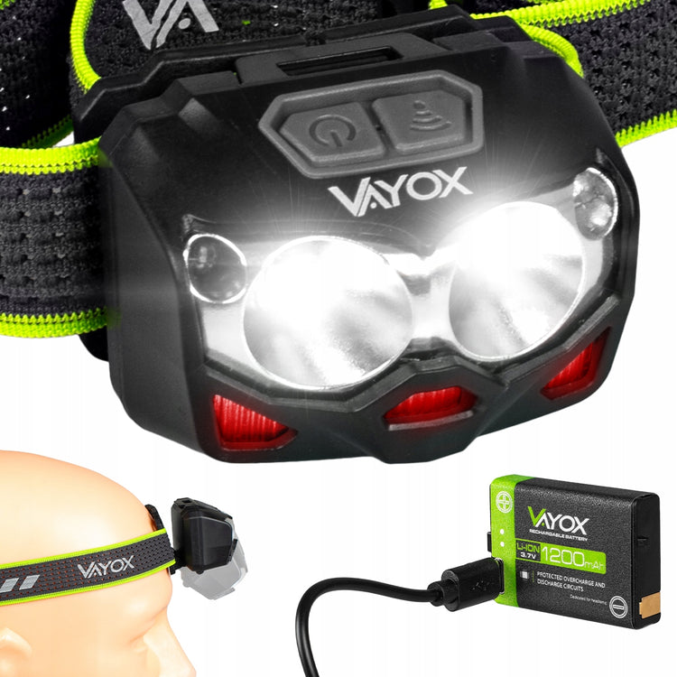 Įkraunamas LED žibintuvėlis ant galvos „Vayox“, 500 lm, USB-C, IPX6