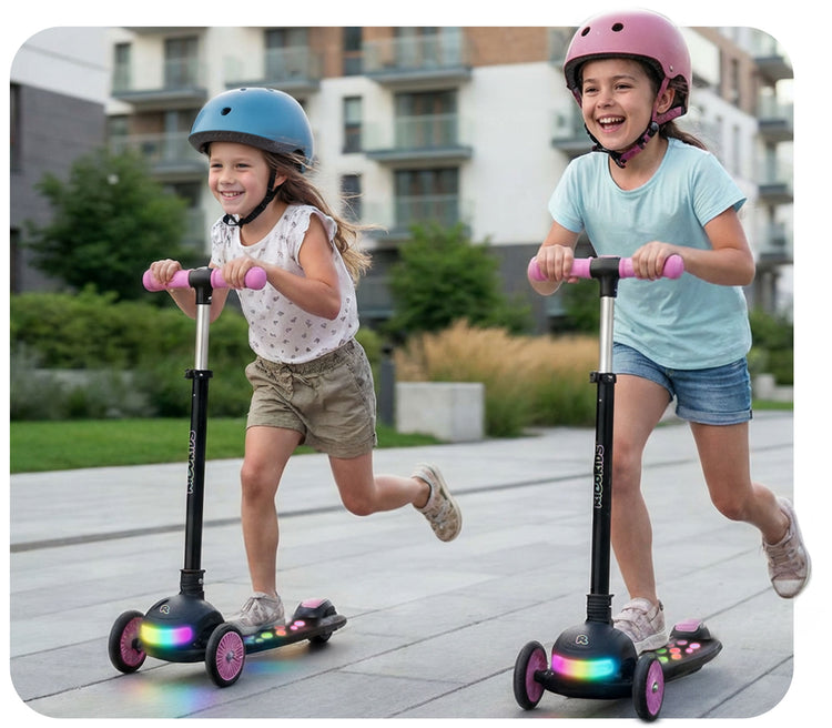Sulankstomas triratis paspirtukas „RicoKids“ su LED apšvietimu – nuotrauka 6