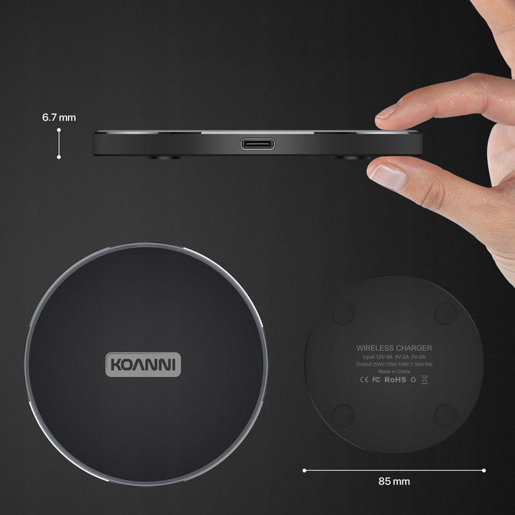 Qi indukcinis kroviklis „Koanni LA35“ 20 W su LED, su USB-C laidu