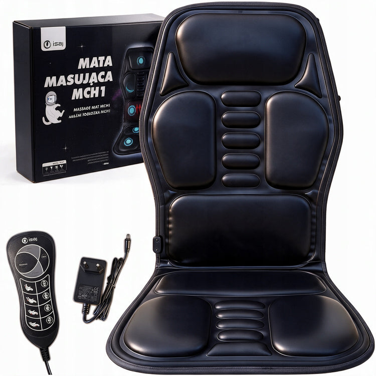Vibracinis masažinis kilimėlis kėdei su šildymu ir pultu, 12 V / 230 V