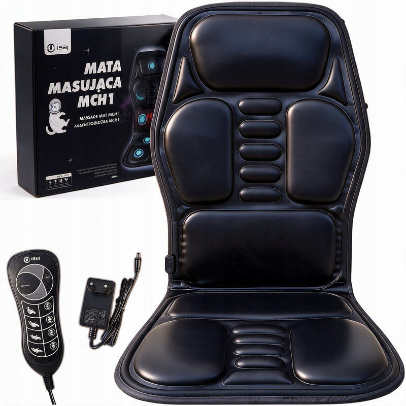 Vibracinis masažinis kilimėlis kėdei su šildymu ir pultu, 12 V / 230 V