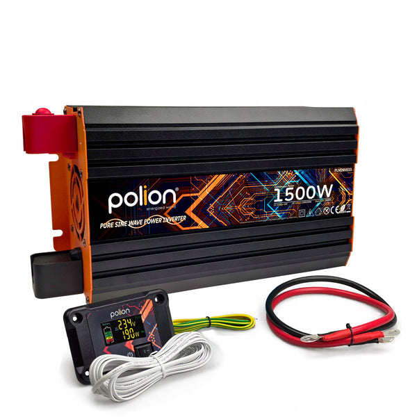 Įtampos keitiklis „Polion“ 12 V / 230 V, 1500 W, gryna sinusinė banga