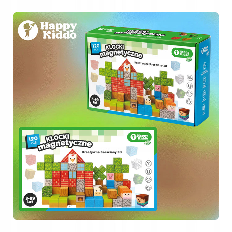 Magnetiniai kubeliai-pikseliai „Happy Kiddo“, 120 vnt. – nuotrauka 3