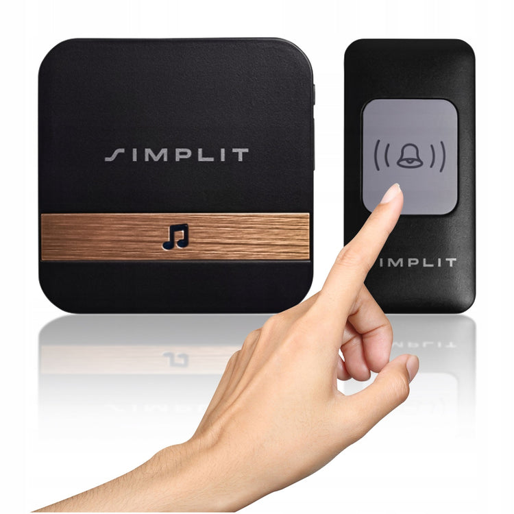 Belaidis durų skambutis be baterijų „Simplit“, IP44, 200 m, 110 dB