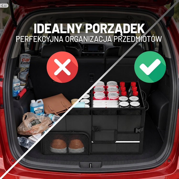 Sulankstomas bagažinės organizatorius „Alogy“ su sustiprintu dugnu ir dangteliu