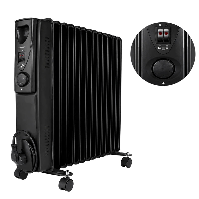 Tylus tepalinis radiatorius su termostatu, 2500 W, 13 sekcijų, juodas