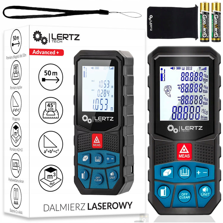 Lazerinis atstumo matuoklis „Lertz“ 50 m su kampainiu, IP54