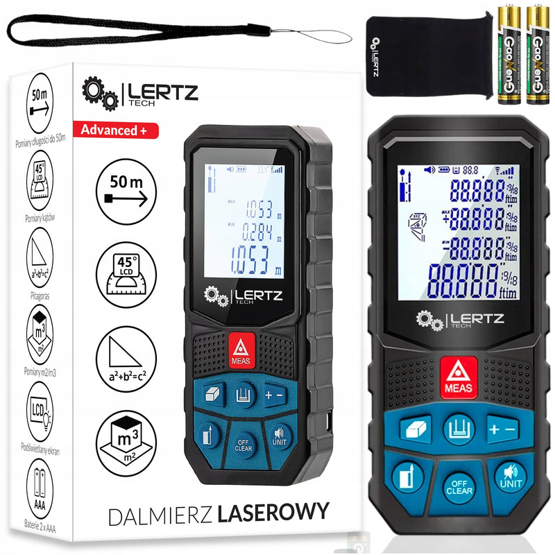 Lazerinis atstumo matuoklis „Lertz“ 50 m su kampainiu, IP54
