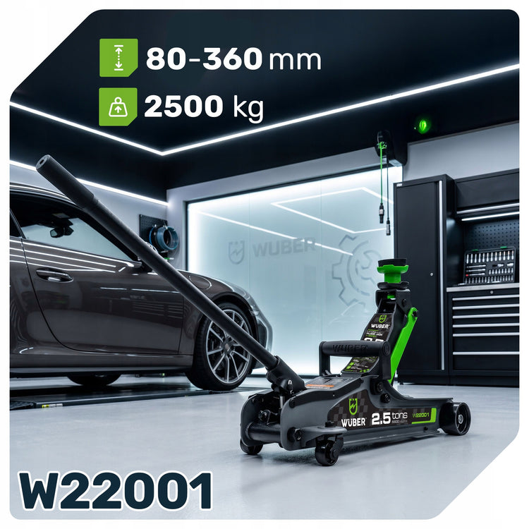Žemo profilio hidraulinis domkratas „Wuber W22001“, 2,5 t, 80–360 mm