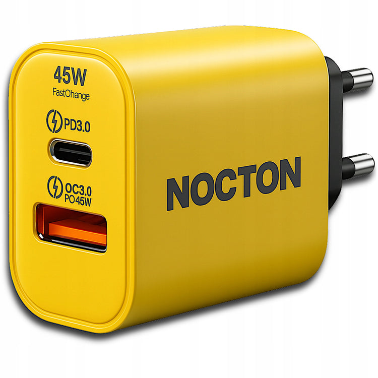 GaN tinklo įkroviklis „Nocton“ 45 W, USB-C + USB-A, PD, QC 3.0
