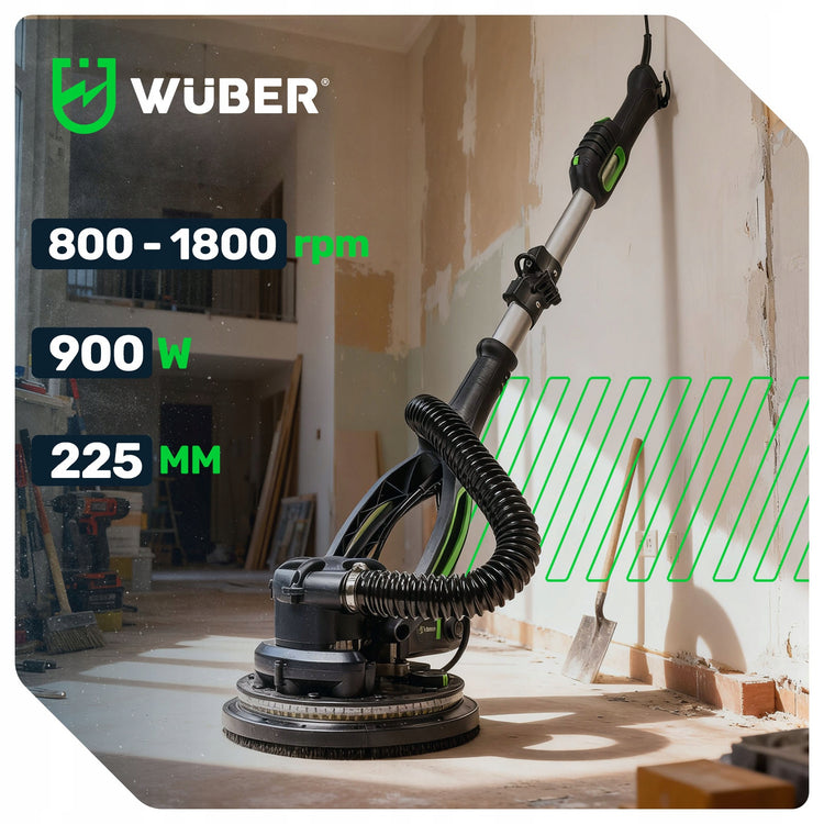 Sienų ir lubų šlifuoklis „žirafa“ „Wuber“ su lagaminu, 215 mm