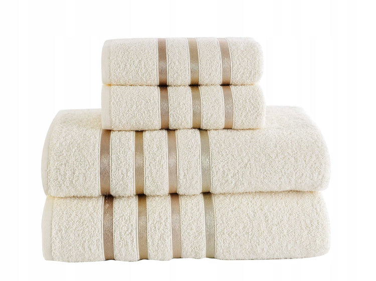 Medvilninių rankšluosčių rinkinys „Karna Home Bale“, 4 vnt., 50 × 80 ir 70 × 140 cm, kreminis