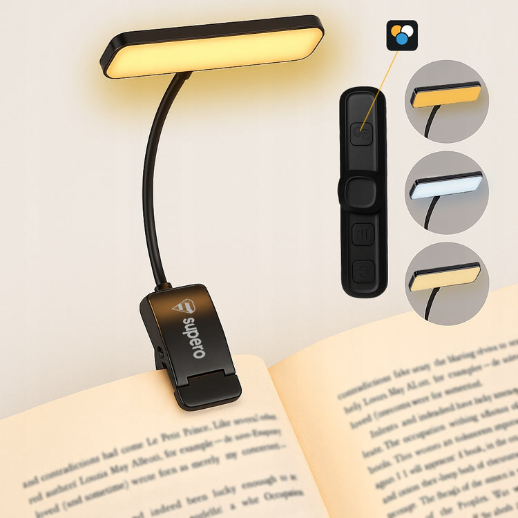 Įkraunama skaitymo lemputė su segtuku „Supero“, 24 LED, sukama 360°