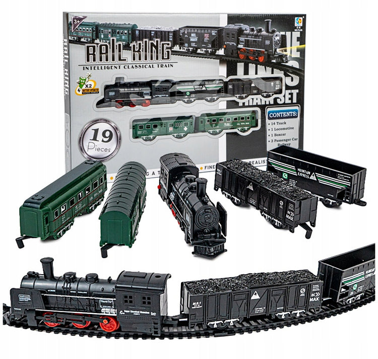 Traukinio rinkinys su bėgiais „Rail King“, click4TOYS