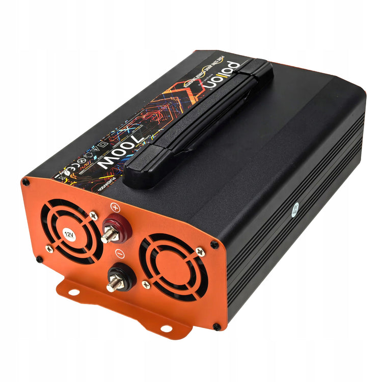 Automobilinis įtampos keitiklis „Polion“ 12 V / 230 V, 700 W, gryna sinusinė banga