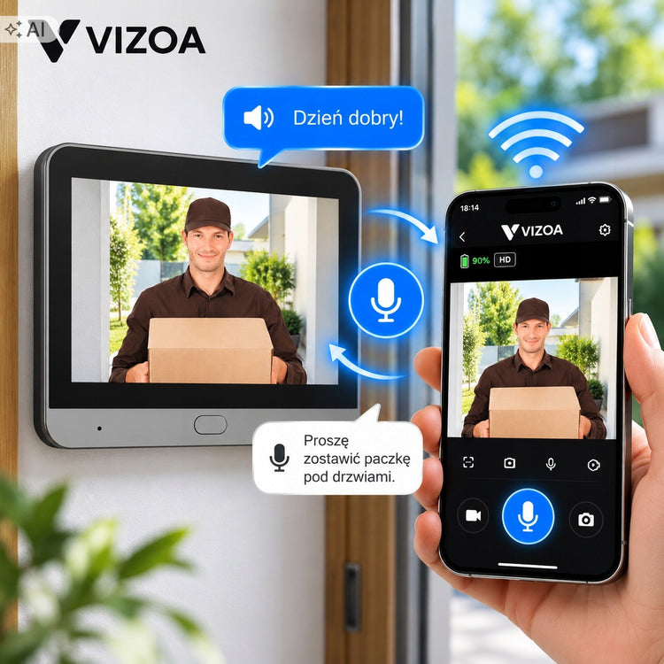 Belaidė Wi-Fi durų akutė su kamera ir ekranu Tuya, 3 MP, 140°