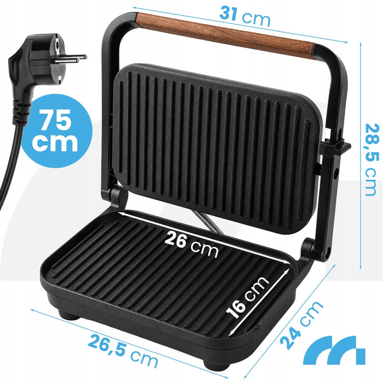 Kontaktinis grilis-sumuštinių keptuvė panini, 1500 W, nepridegančios plokštės – nuotrauka 6