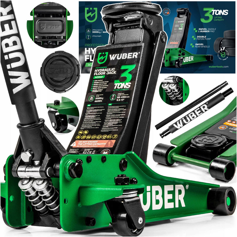 Žemo profilio dviejų stūmoklių domkratas „Wuber W22022“, 3 t, 85–430 mm