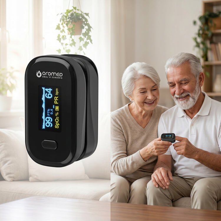 Pirštinis pulsoksimetras „Oromed ORO-OXIMETER“ su OLED ekranu, juodas