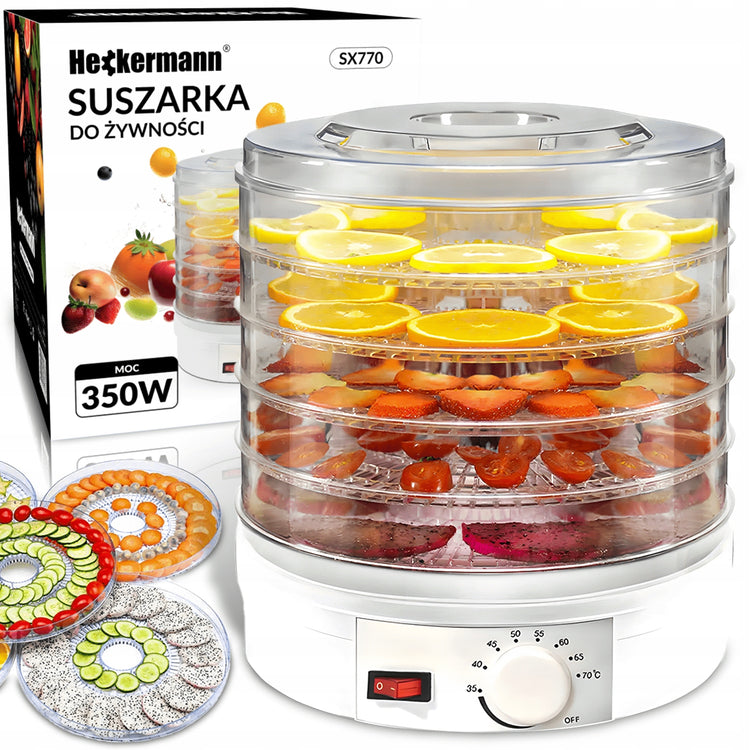 Maisto džiovyklė grybams ir vaisiams „Heckermann SX770“, 350 W, 5 lentynos