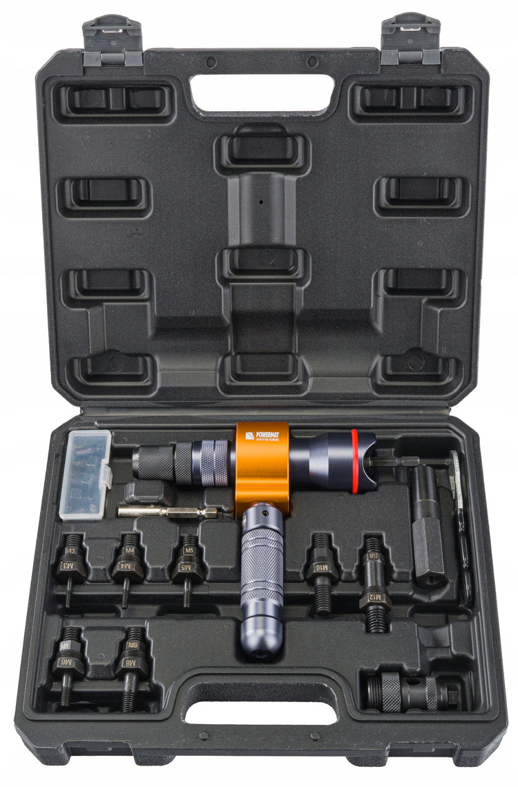 Akumuliatorinis kniedytuvas „Powermat“ 3in1, M3–M12, 2,4–6,4 mm