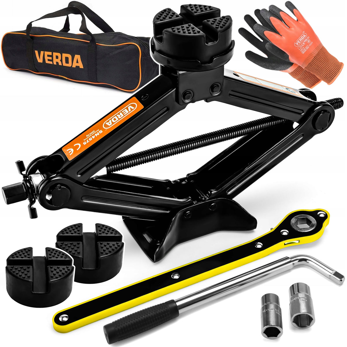 Trapecinis automobilio domkratas „Verda“ 2,5 t, 120–420 mm, su raktų ir dėklu – nuotrauka 1