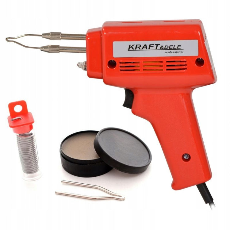 Transformatorinis lituoklis-pistoletas „Kraft&Dele KD1503“, 100 W, su LED, alavu ir kanifolija