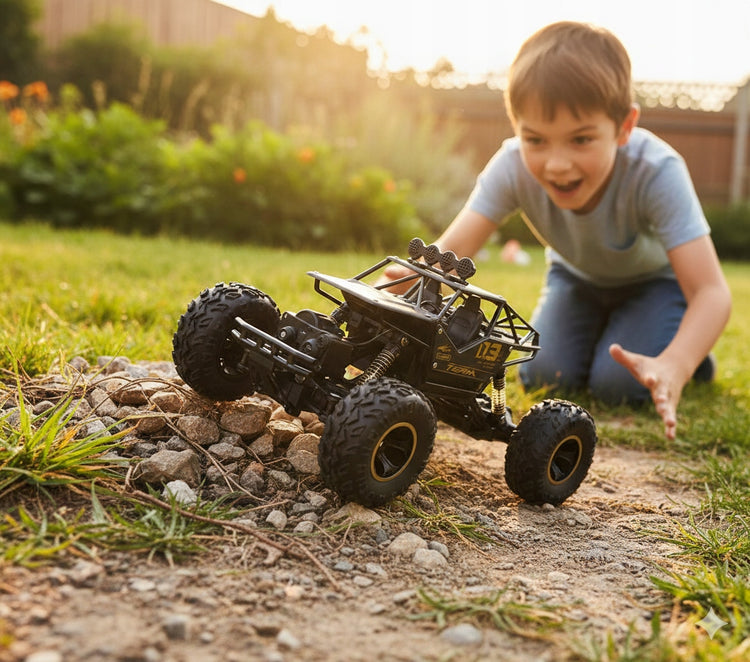Nuotoliniu būdu valdomas visureigis 4x4, metalinis, 1:16, su 2 akumuliatoriais