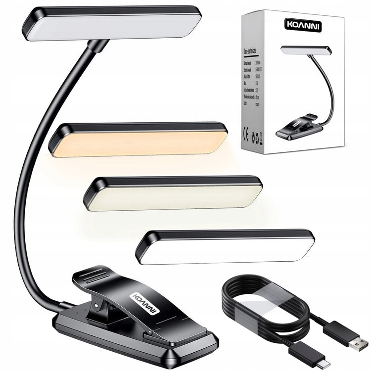 Skaitymo lemputė su segtuku „Koanni“, 24 LED, USB, juoda