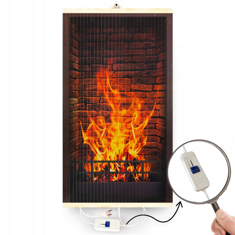 IR šildytuvas-paveikslas „Trio“ su termoreguliatoriumi, židinio motyvas, 430 W