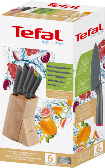 Peilių rinkinys bloke „Tefal Fresh Kitchen“, 5 peiliai
