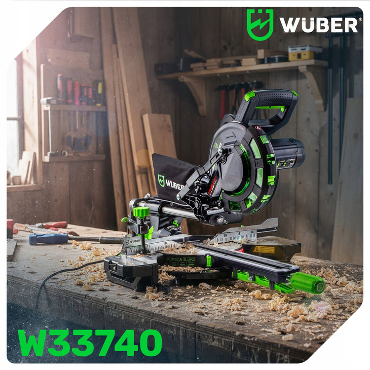 Skersinio pjovimo pjūklas su slankikliu ir lazeriu „Wuber W33740“, 1700 W, 210 mm