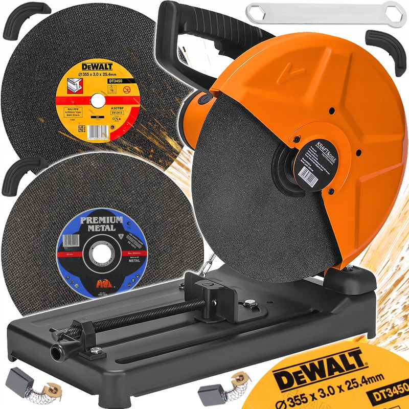 Metalo pjovimo staklės „Kraft&Dele KD553-P“, 2900 W, 355 mm, su 2 papildomais DeWalt diskais