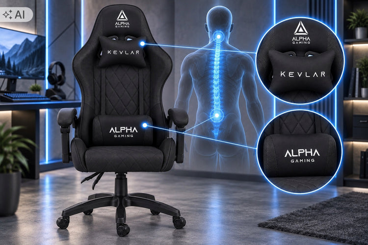 Žaidimų kėdė „Alpha Gaming“, audininė, juoda – nuotrauka 4