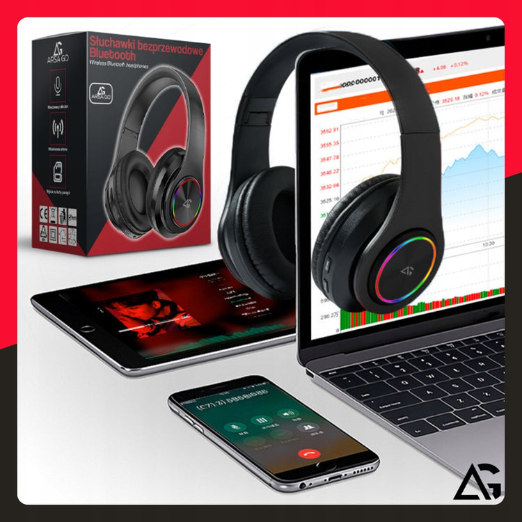Belaidės vaikiškos ausinės su RGB apšvietimu ir mikrofonu „ARSA GO B39“