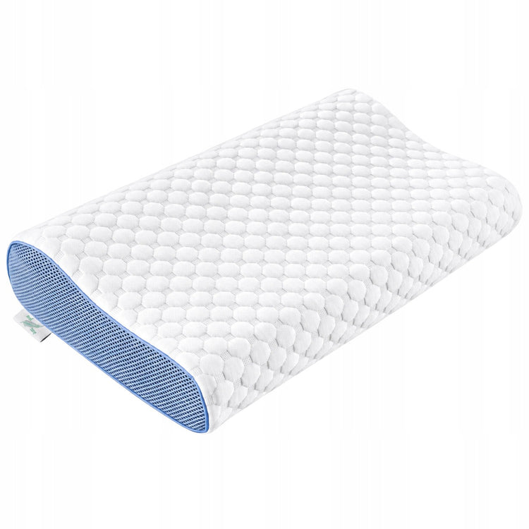 Žema ortopedinė pagalvė miegoti ant šono, profiliuota, memory foam