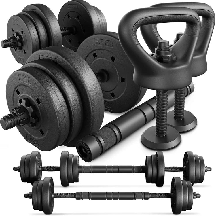Reguliuojamų hantelių rinkinys „Trex Sport“ su grifu ir girios rankena, 2 × 10 kg (20 kg)