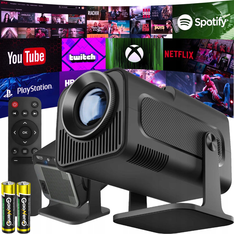 Nešiojamas projektorius su „Android TV“ ir Wi-Fi, 390 ANSI lm, pasukamas