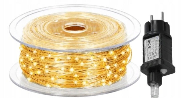 Kalėdinė mikro LED girlianda 500 LED, 50 m, šiltai balta, IP44, su pulteliu