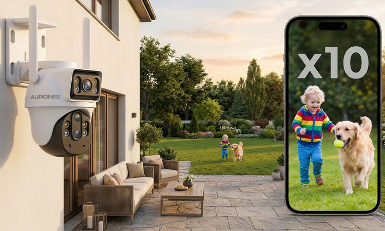 Lauko besisukanti Wi-Fi kamera su dviem objektyvais, 6 MP, 10× priartinimas, dvipusis garsas