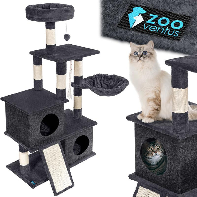 Katės draskyklė-medžias „ZooVentus“ 115 cm, 5 lygiai, su nameliu